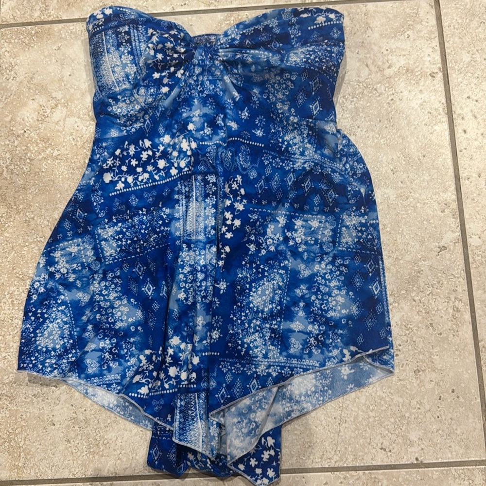 Blue No Boundaries Strapless Top